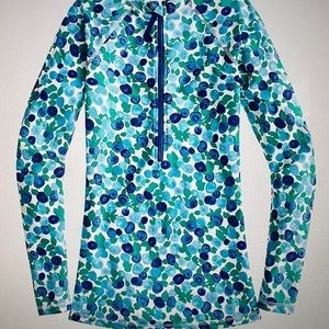 NWT J.Crew Blueberry floral zip eco Rash Guard Top Size Large